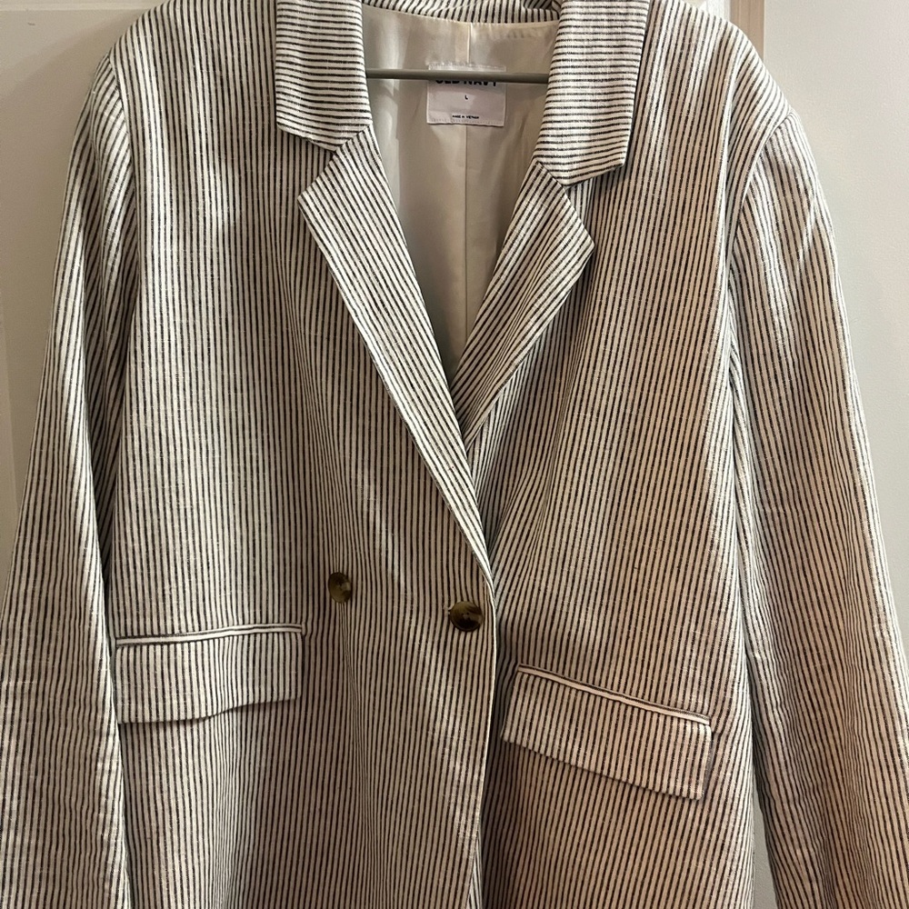 Old Navy Pinstripe Blazer with Double-Breasted Design